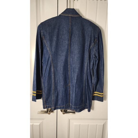 Vtg 80s 90s Womens Oversized Blue Denim Jacket Gold Buttons Size Medium EastWest - Picture 2 of 12